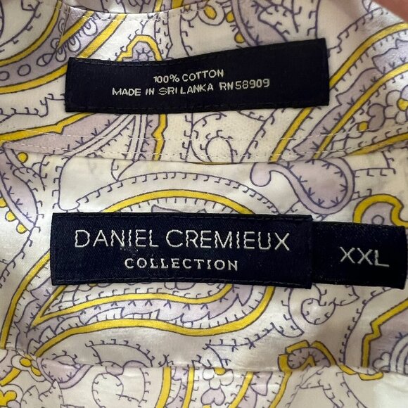 Daniel Cremieux Paisley Sleeve Button Down Shirt White Lavender Yellow XXL - Picture 2 of 6